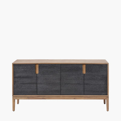 Pacific Lifestyle Outdoors Gio Black and Natural Acacia Wood 4 Door Sideboard House of Isabella UK