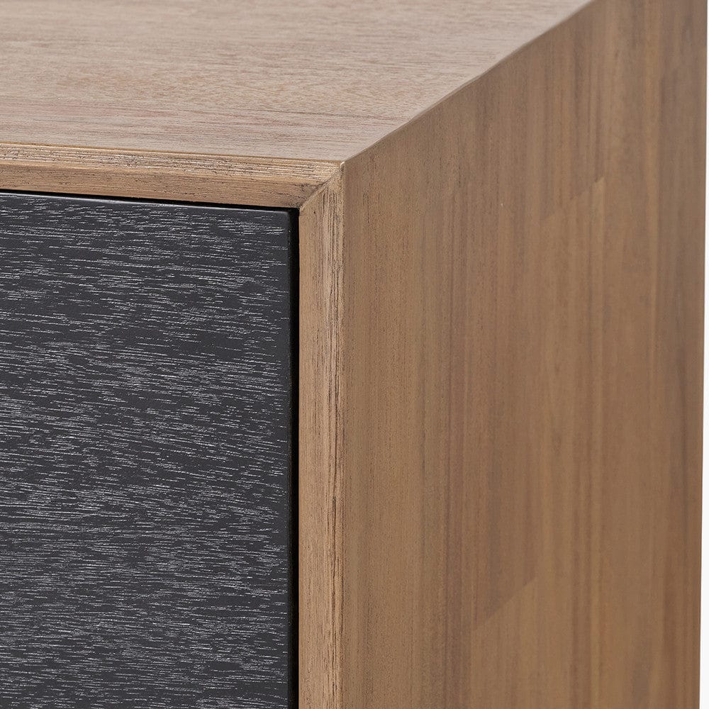 Gio Black and Natural Acacia Wood 4 Door Sideboard.