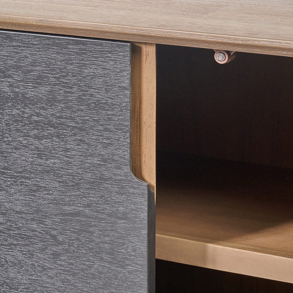 Gio Black and Natural Acacia Wood 4 Door Sideboard.