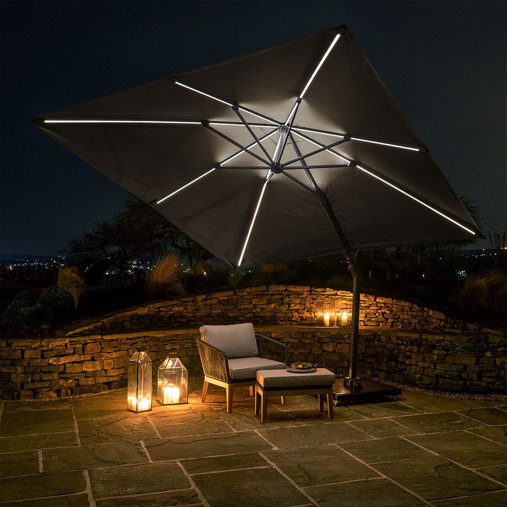 Glow Challenger T2 3m Square Anthracite Parasol.