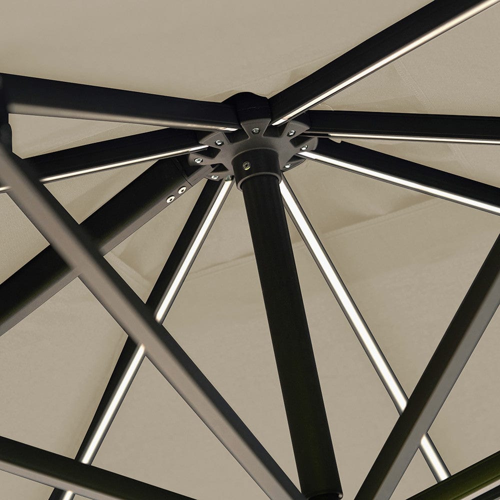 Pacific Lifestyle Outdoors Glow Challenger T2 3m Square Premium Champagne Free Arm Parasol House of Isabella UK