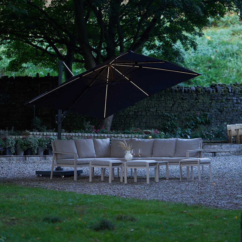 Glow Challenger T2 3m Square Premium Faded Black Free Arm Parasol.