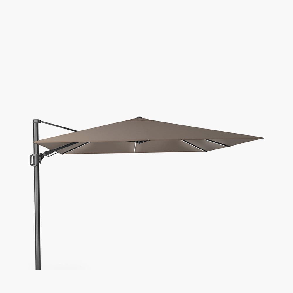 Glow Challenger T2 3m Square Premium Havana Taupe Free Arm Parasol.