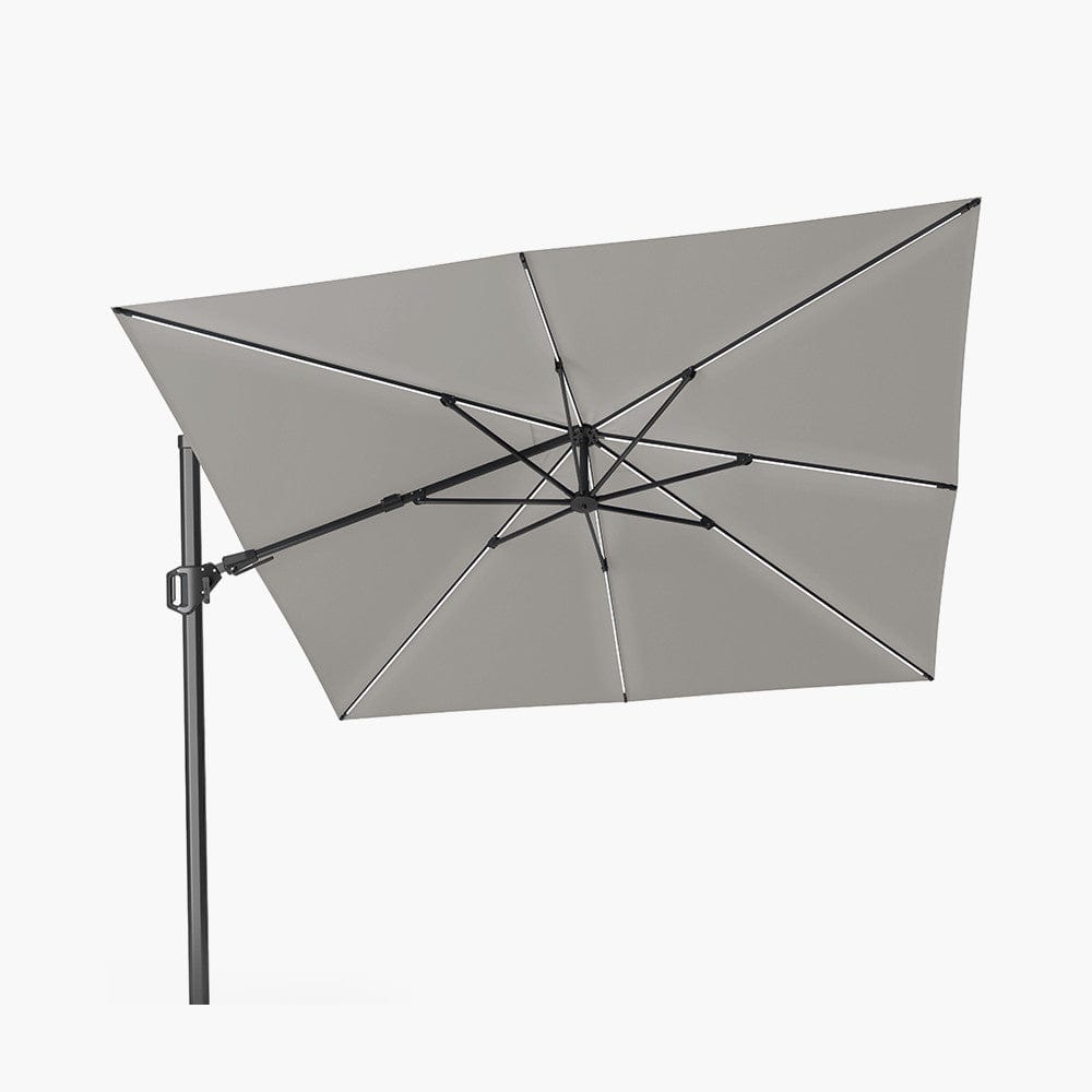 Glow Challenger T2 3m Square Premium Manhattan Grey Free Arm Parasol.