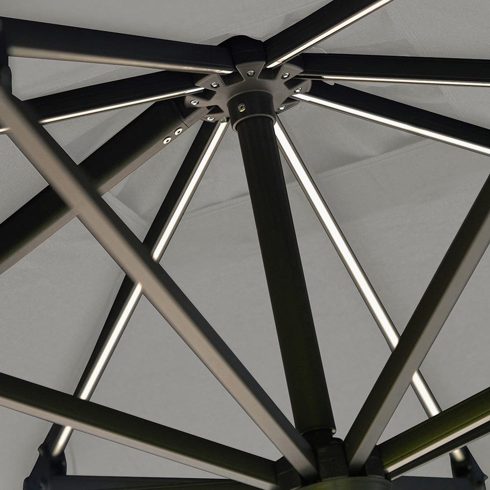 Glow Challenger T2 3m Square Premium Manhattan Grey Free Arm Parasol.