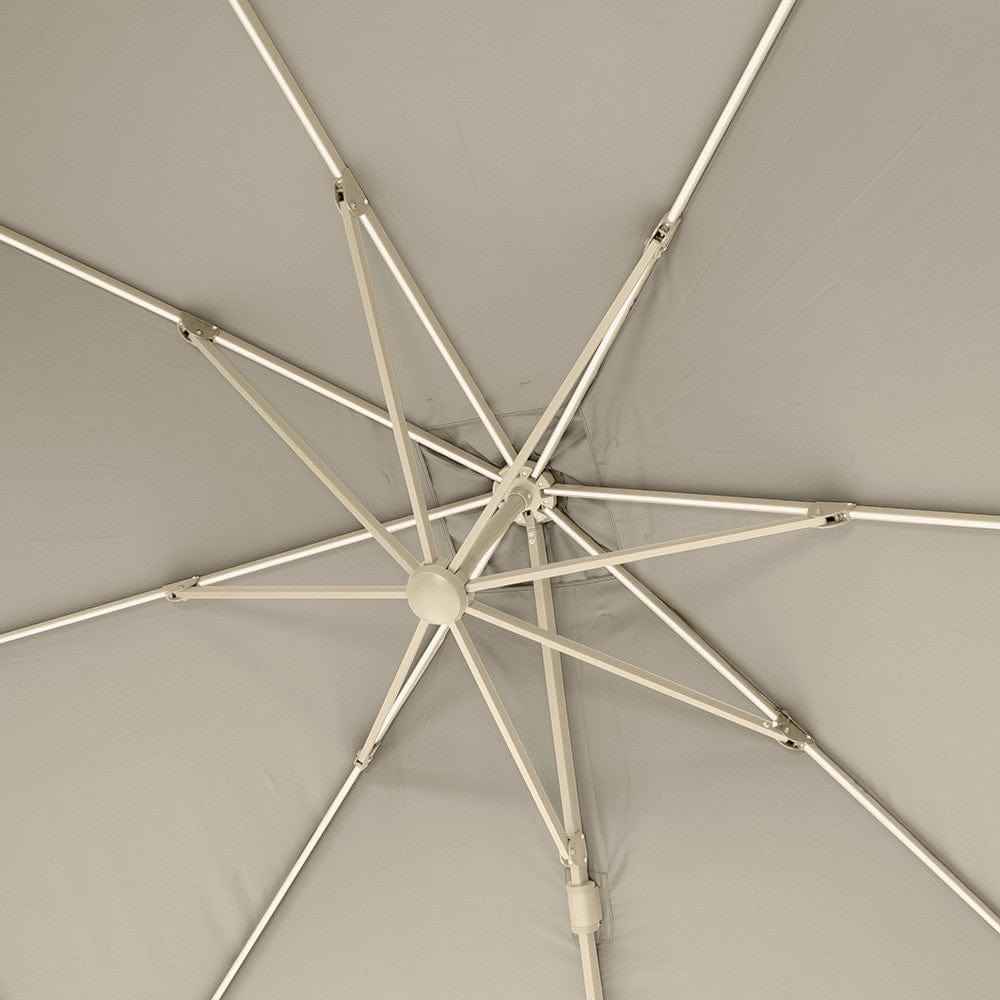 Glow Challenger T2 3m Square Sandstone / Champagne Free Arm Parasol.