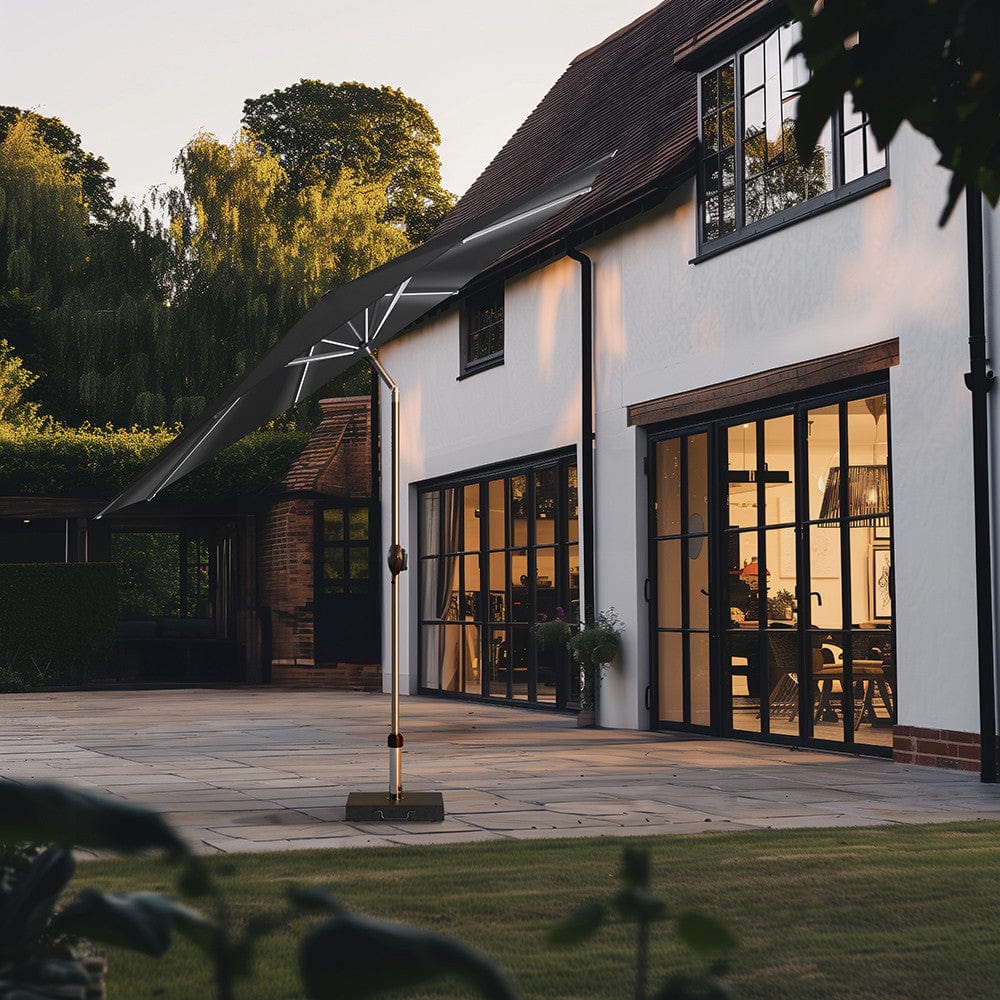 Glow Defender 3m Round Anthracite Centre Pole Parasol.