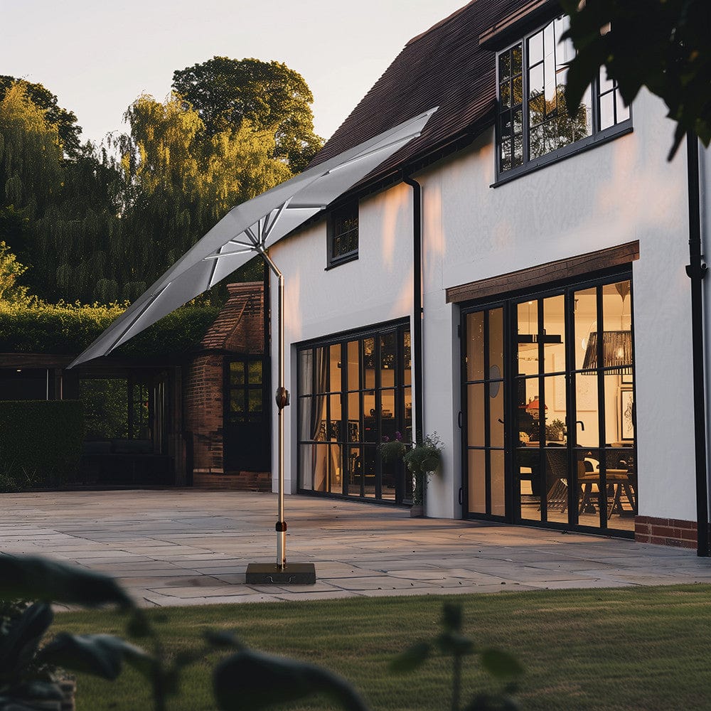 Glow Defender 3m Round Luna Grey Centre Pole Parasol.