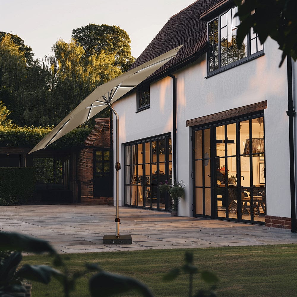 Glow Defender 3m Round Taupe Centre Pole Parasol.