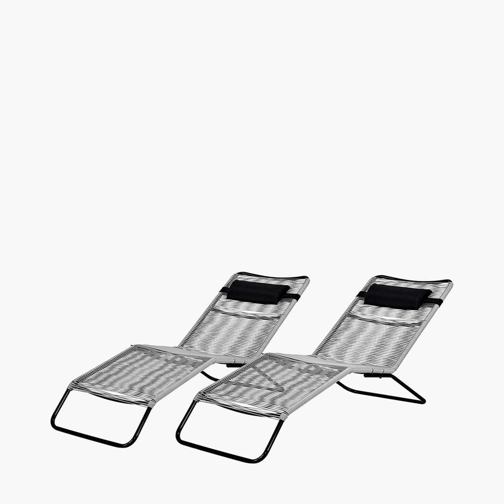 Grey PU Rio Set of 2 Sun Loungers.