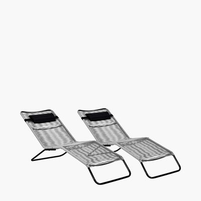 Pacific Lifestyle Outdoors Grey PU Rio Set of 2 Sun Loungers House of Isabella UK