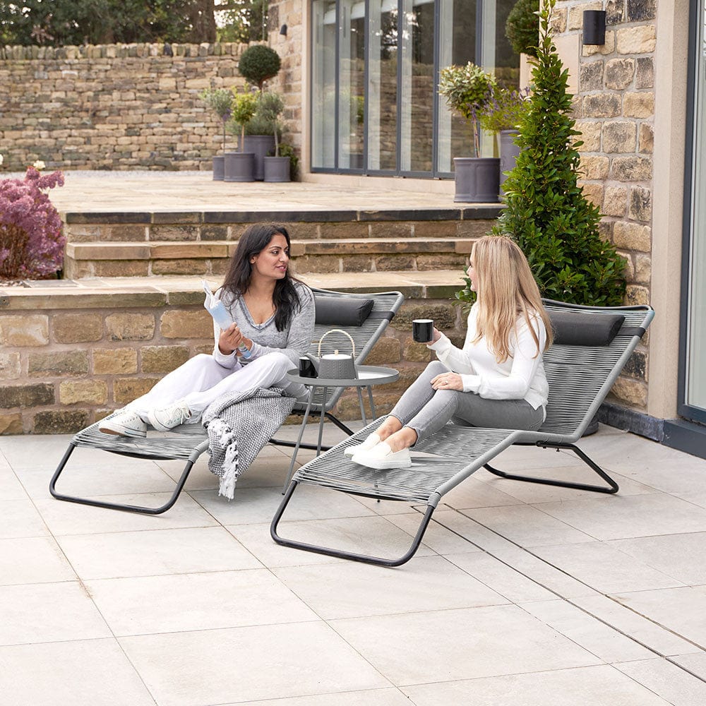 Grey PU Rio Set of 2 Sun Loungers.