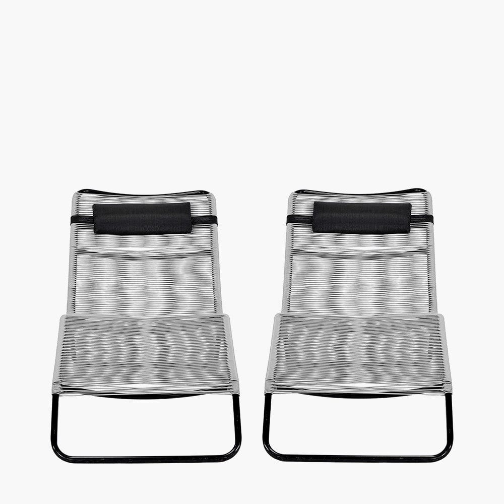 Grey PU Rio Set of 2 Sun Loungers.