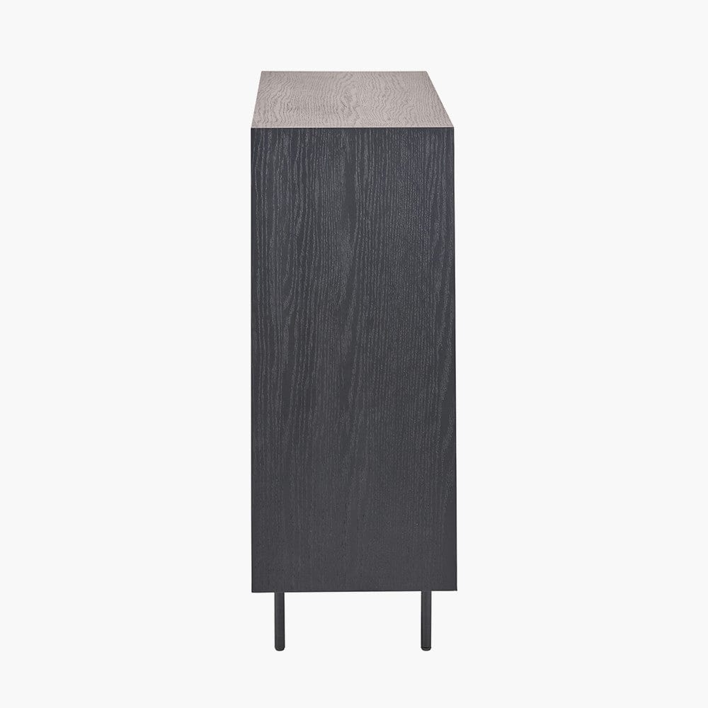 Hailee Black and Natural Chevron Oak and Pine Wood 2 Door Bar Cabinet.