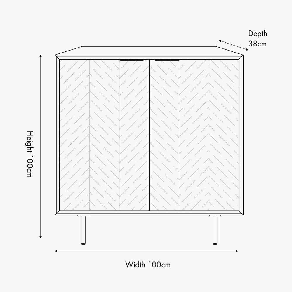 Pacific Lifestyle Outdoors Hailee Black and Natural Chevron Oak and Pine Wood 2 Door Bar Cabinet House of Isabella UK