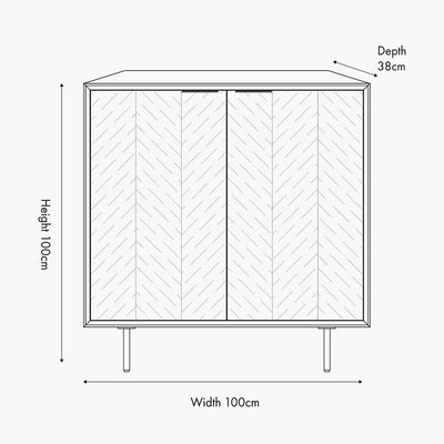 Pacific Lifestyle Outdoors Hailee Black and Natural Chevron Oak and Pine Wood 2 Door Bar Cabinet House of Isabella UK