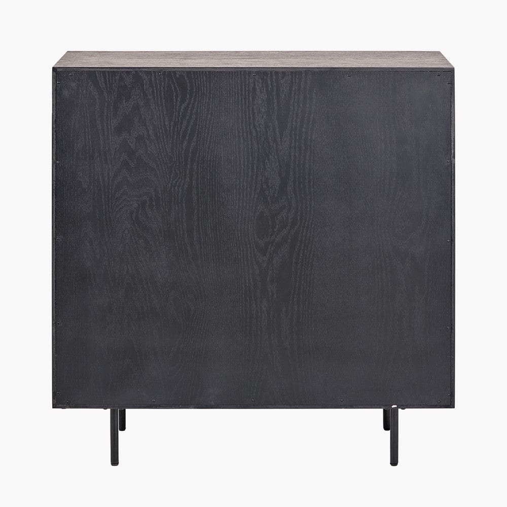 Hailee Black and Natural Chevron Oak and Pine Wood 2 Door Bar Cabinet.