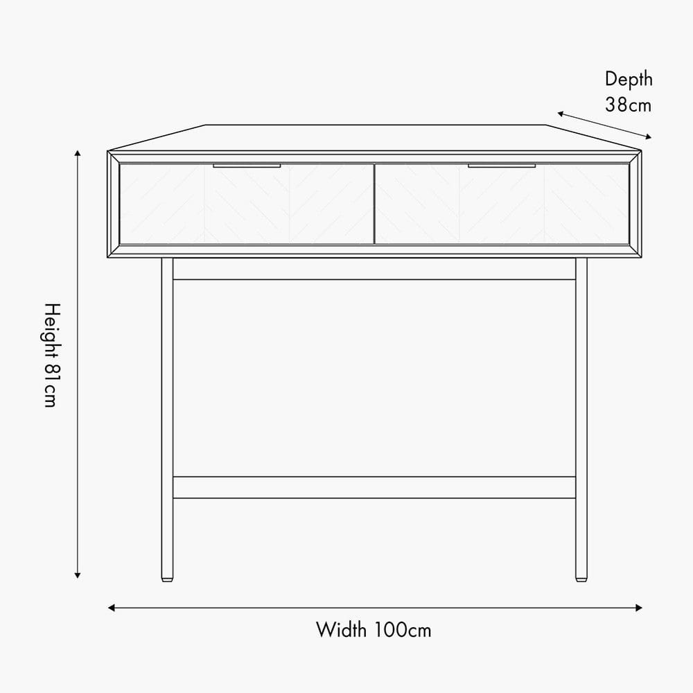 Pacific Lifestyle Outdoors Hailee Black and Natural Chevron Oak and Pine Wood 2 Drawer Console Table House of Isabella UK