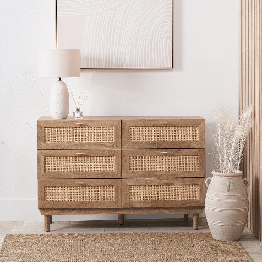 Henrik Natural Rattan 6 Drawer Unit.