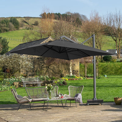 Pacific Lifestyle Outdoors Icon Premium 4mx3m Oblong Faded Black Parasol House of Isabella UK