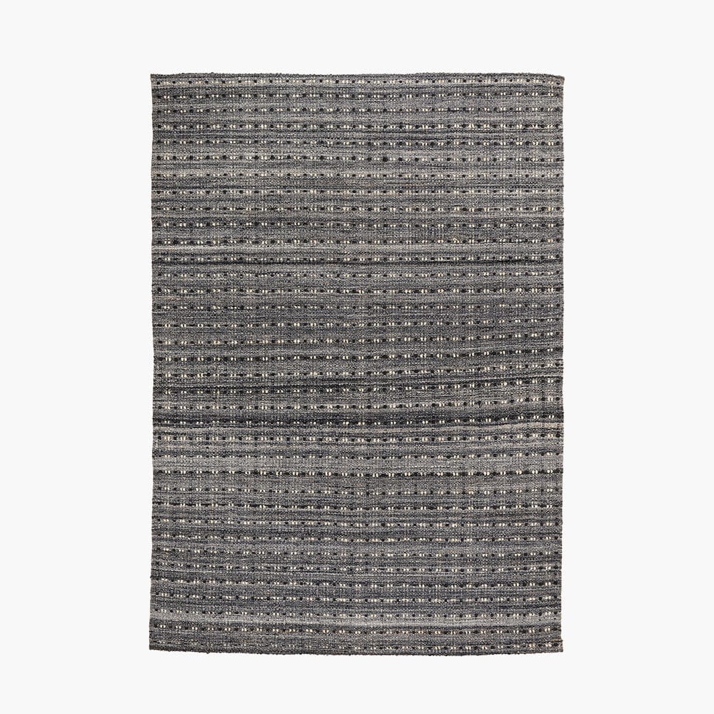 Indoor Outdoor Grey Double Stitch Design Rug.