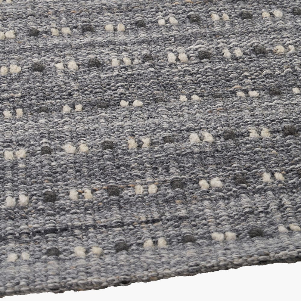 Indoor Outdoor Grey Double Stitch Design Rug.