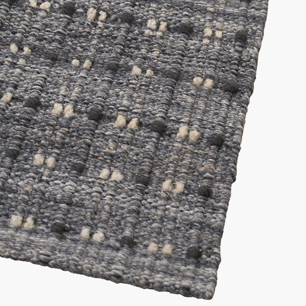 Indoor Outdoor Grey Double Stitch Design Rug.