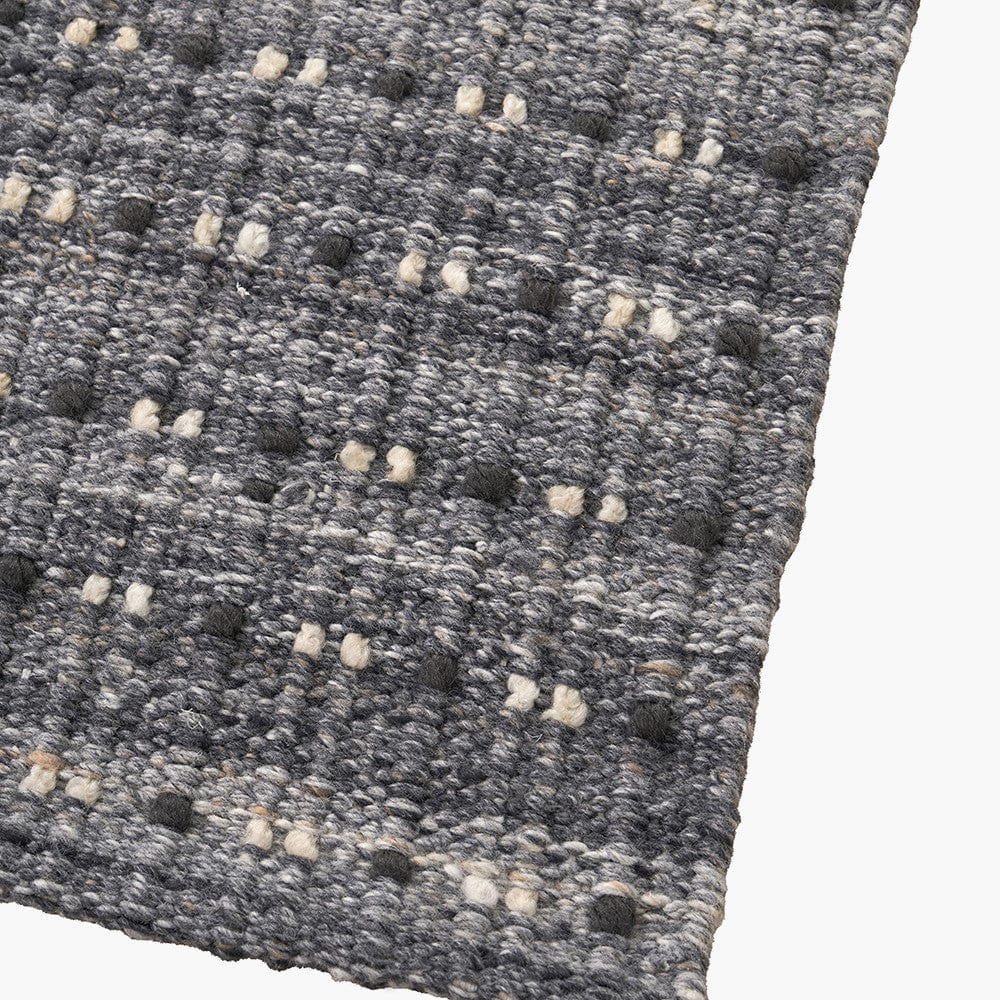 Indoor Outdoor Grey Double Stitch Design Rug Large.