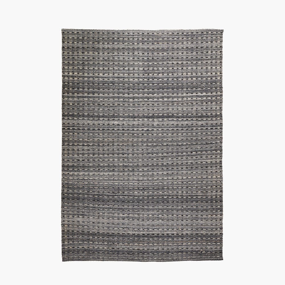 Indoor Outdoor Grey Double Stitch Design Rug Large.