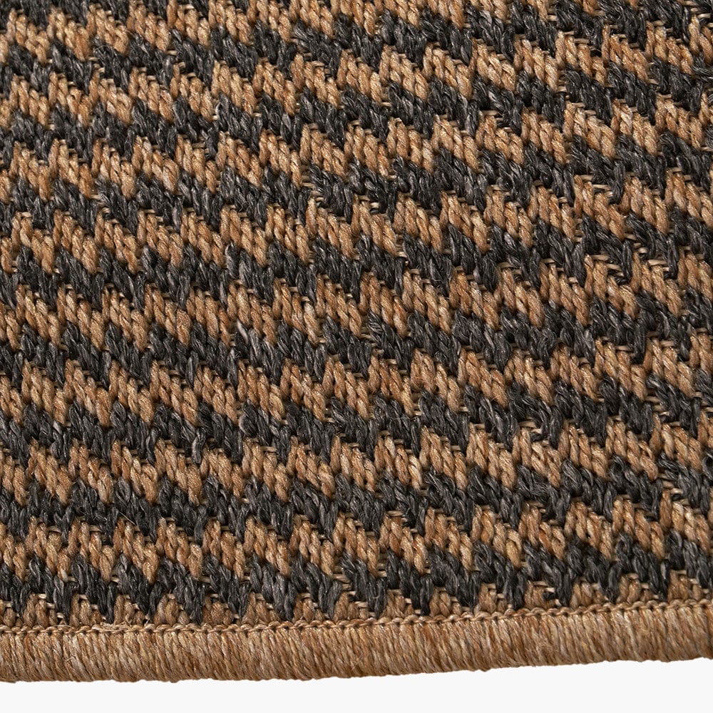 Indoor Outdoor Natural and Slate Grey Design Rug.