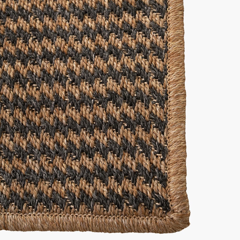 Indoor Outdoor Natural and Slate Grey Design Rug.