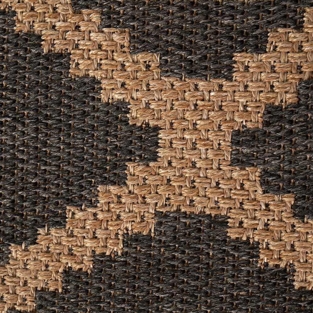 Indoor Outdoor Natural and Slate Grey Diamond Design Rug.