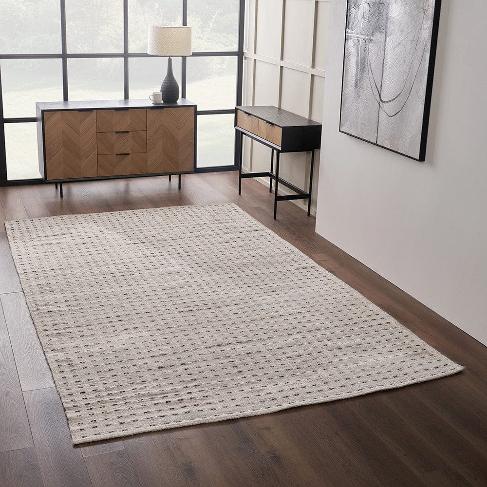 Indoor Outdoor Natural Double Stitch Design Rug Large.
