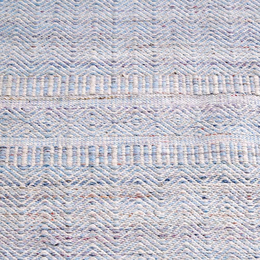 Indoor Outdoor Recycled PET Yarn Aqua, Blue and White Inca Design Rug.