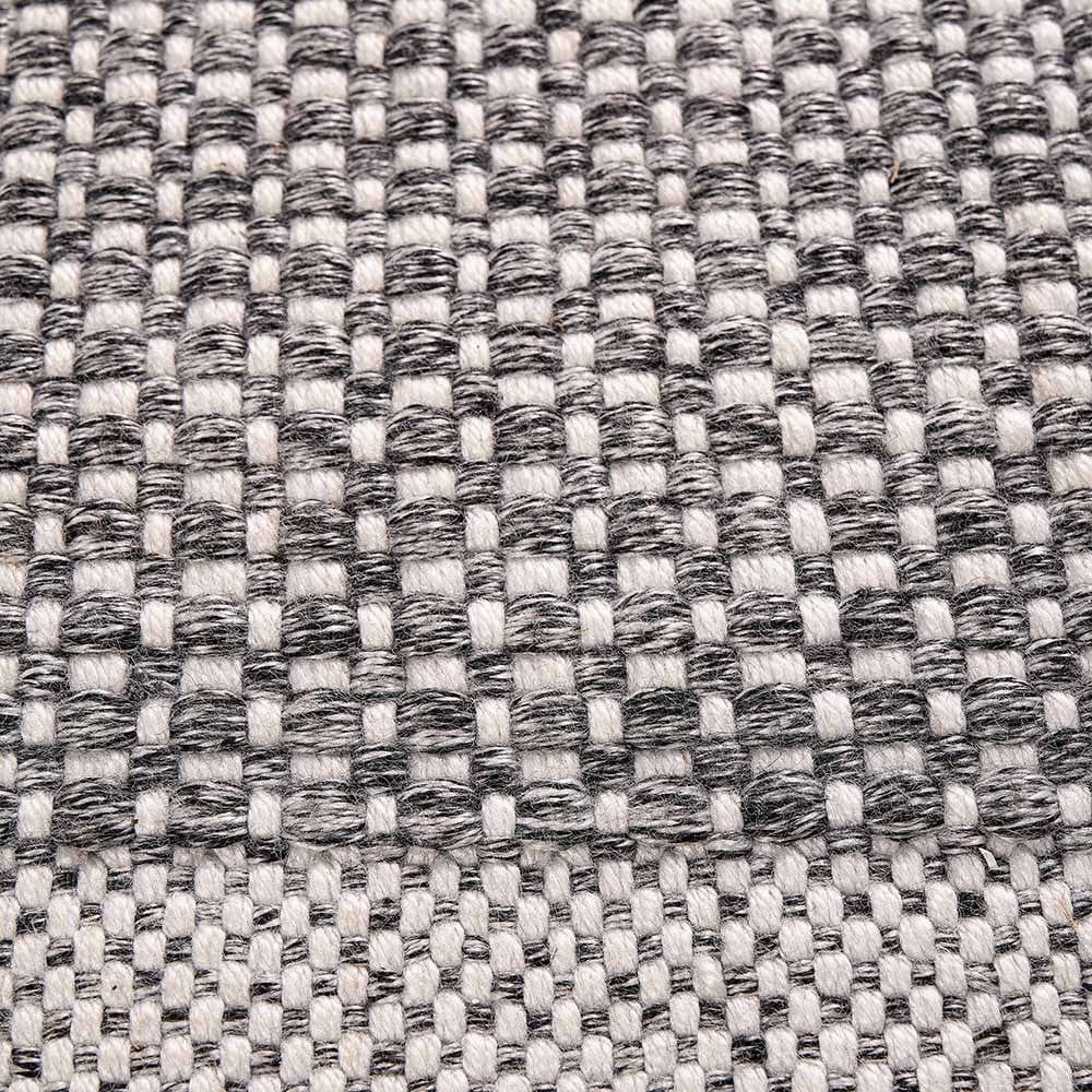 Indoor Outdoor Recycled PET Yarn Graphite and White Basket Weave Design Rug.