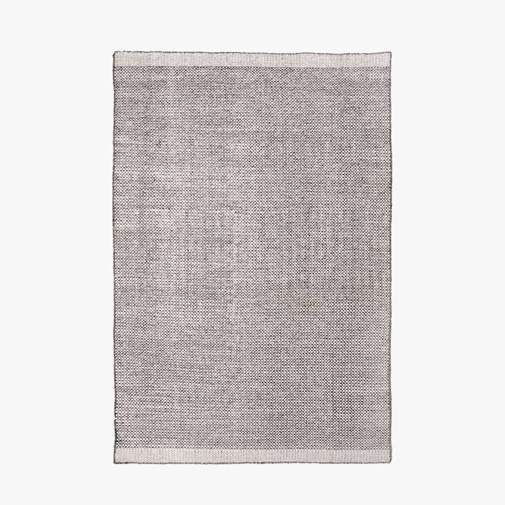 Indoor Outdoor Recycled PET Yarn Graphite and White Basket Weave Design Rug.