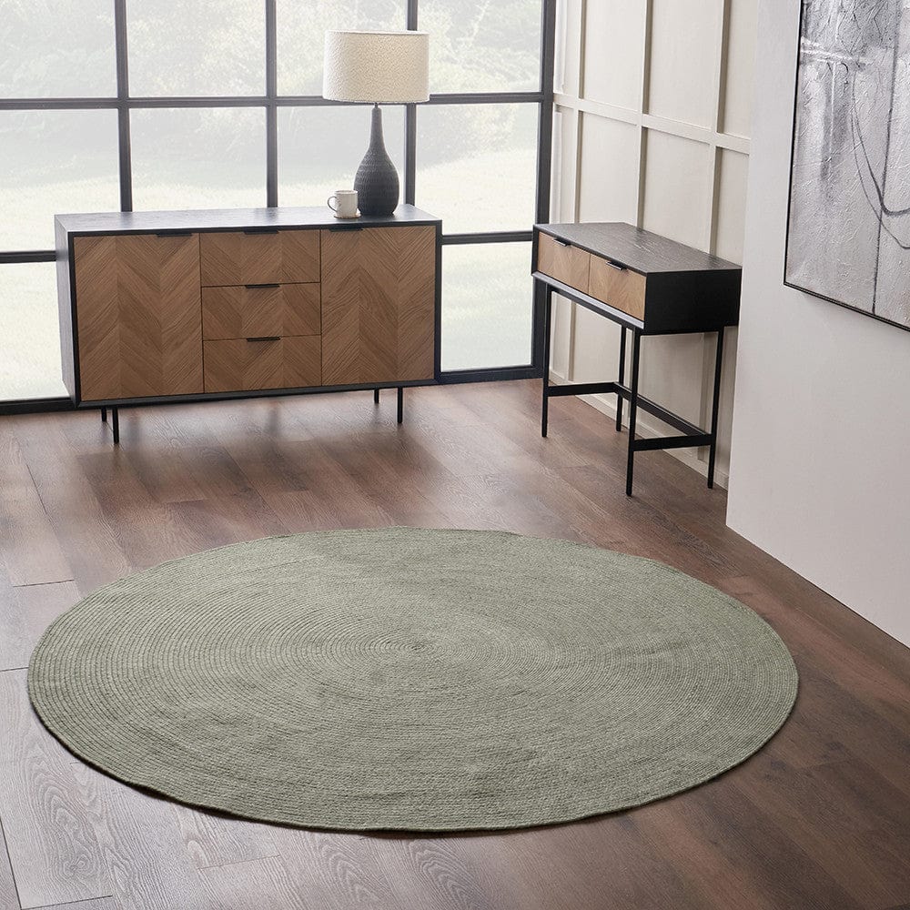 Indoor Outdoor Sage Tweed Design Rug.