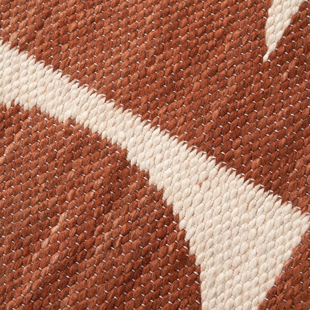 Indoor Outdoor Terracotta and Ivory  Geometric Design Rug.
