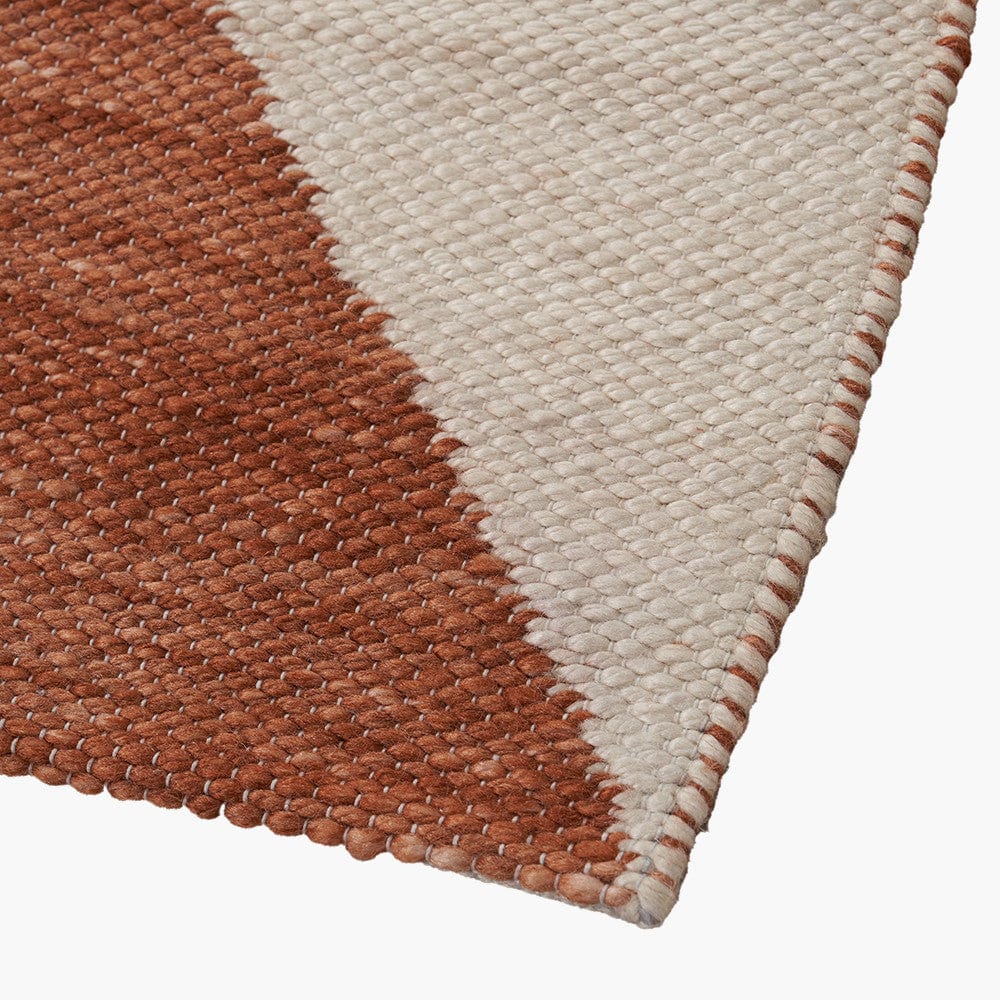 Indoor Outdoor Terracotta and Ivory  Geometric Design Rug.
