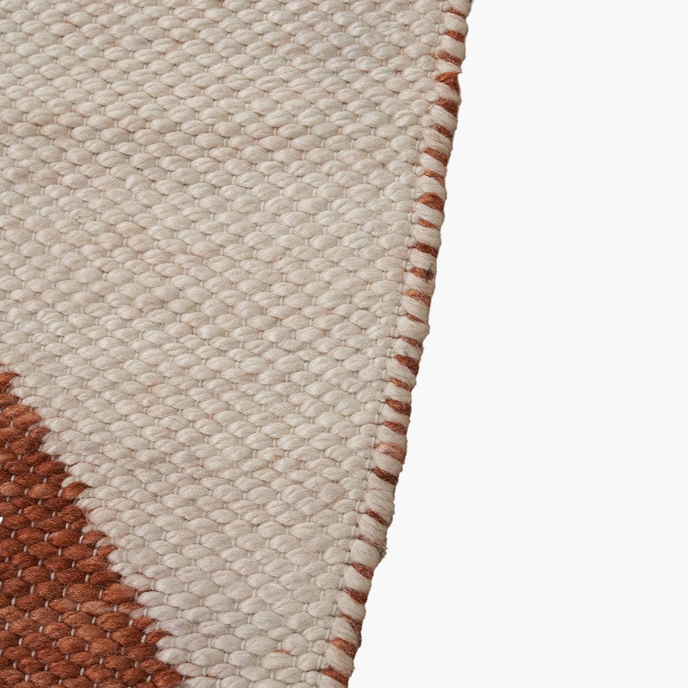 Indoor Outdoor Terracotta and Ivory  Geometric Design Rug Large.