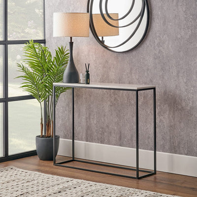 Pacific Lifestyle Outdoors Kalani White Marble and Black Metal Rectangular Console Table House of Isabella UK