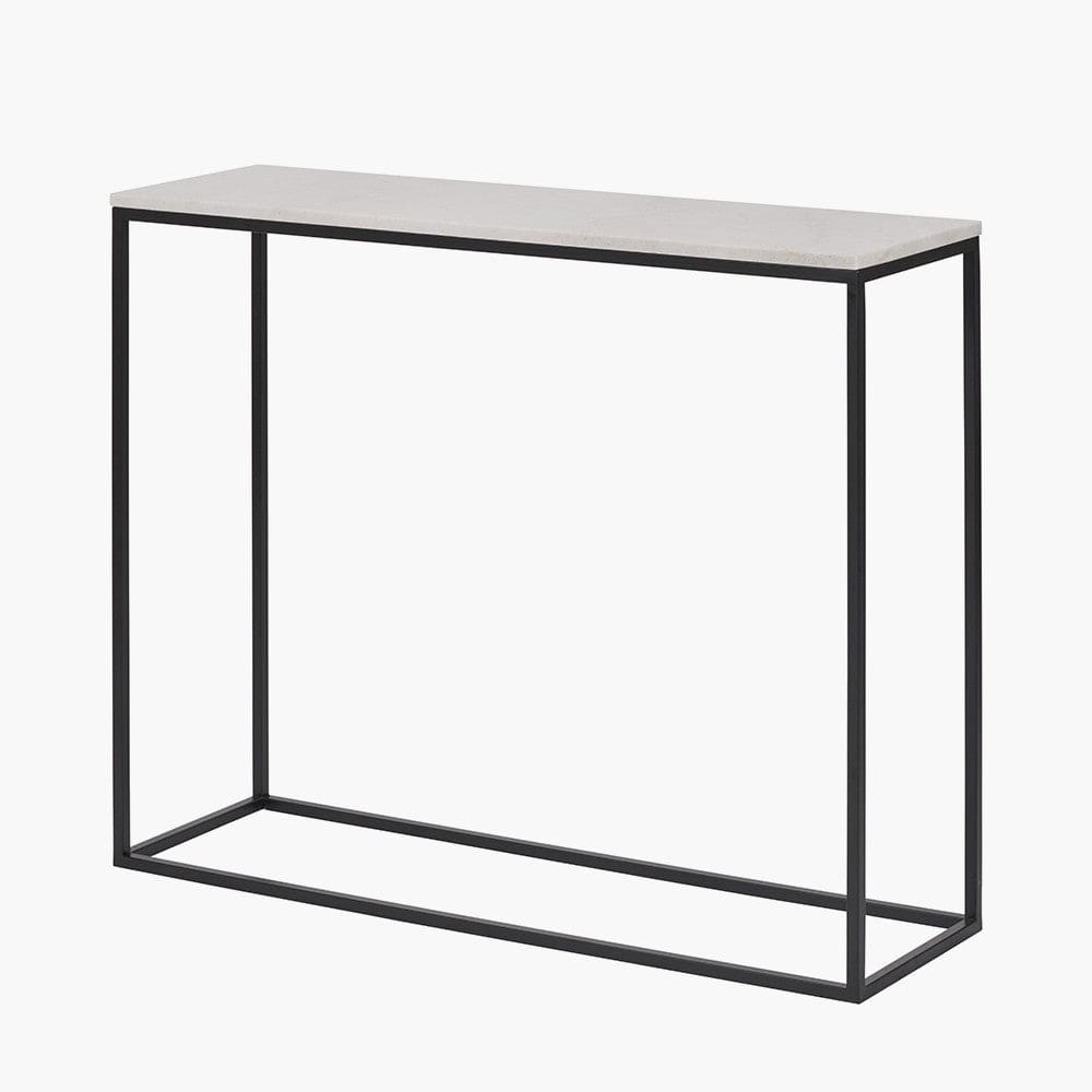 Pacific Lifestyle Outdoors Kalani White Marble and Black Metal Rectangular Console Table House of Isabella UK