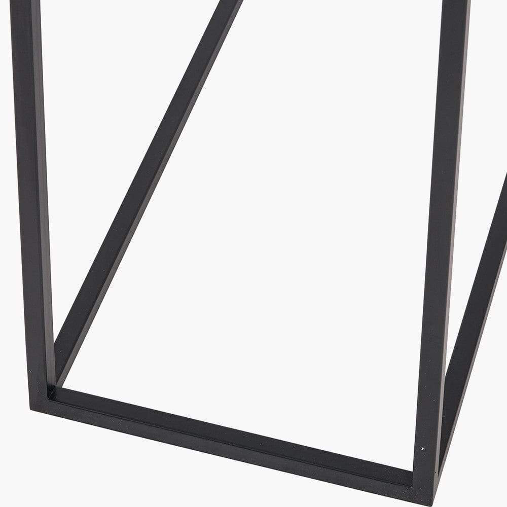 Kalani White Marble and Black Metal Rectangular Console Table.