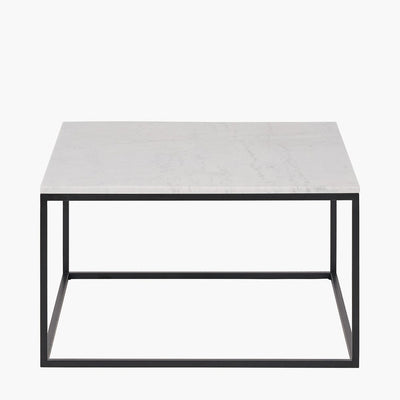 Pacific Lifestyle Outdoors Kalani White Marble and Black Metal Square Coffee Table House of Isabella UK