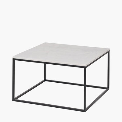 Pacific Lifestyle Outdoors Kalani White Marble and Black Metal Square Coffee Table House of Isabella UK