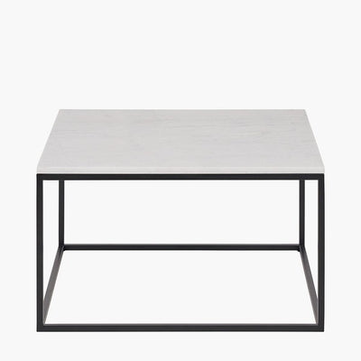 Pacific Lifestyle Outdoors Kalani White Marble and Black Metal Square Coffee Table House of Isabella UK