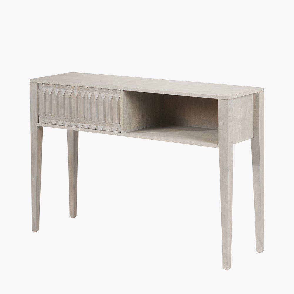 Pacific Lifestyle Outdoors Khao Light Grey Mango Wood 1 Drawer Console Table House of Isabella UK