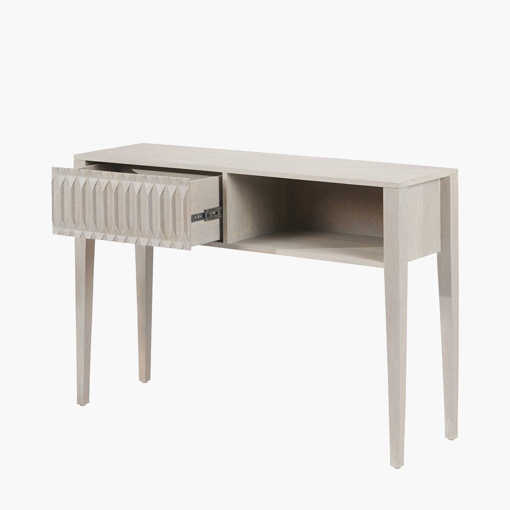 Pacific Lifestyle Outdoors Khao Light Grey Mango Wood 1 Drawer Console Table House of Isabella UK