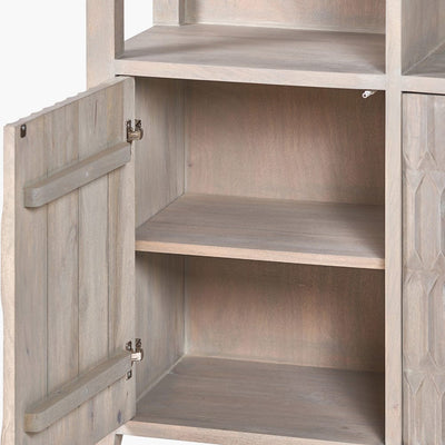 Pacific Lifestyle Outdoors Khao Light Grey Mango Wood 2 Door 6 Niche Shelf Unit House of Isabella UK