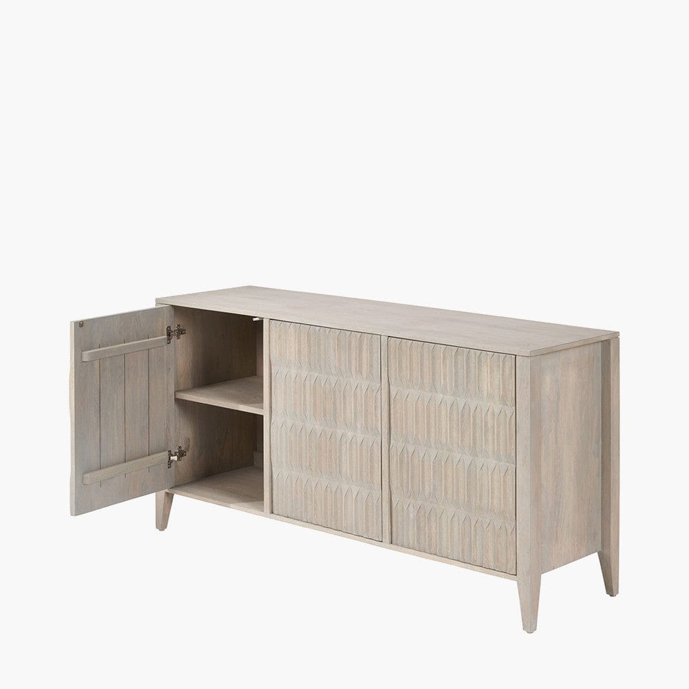 Khao Light Grey Mango Wood 3 Door Sideboard.